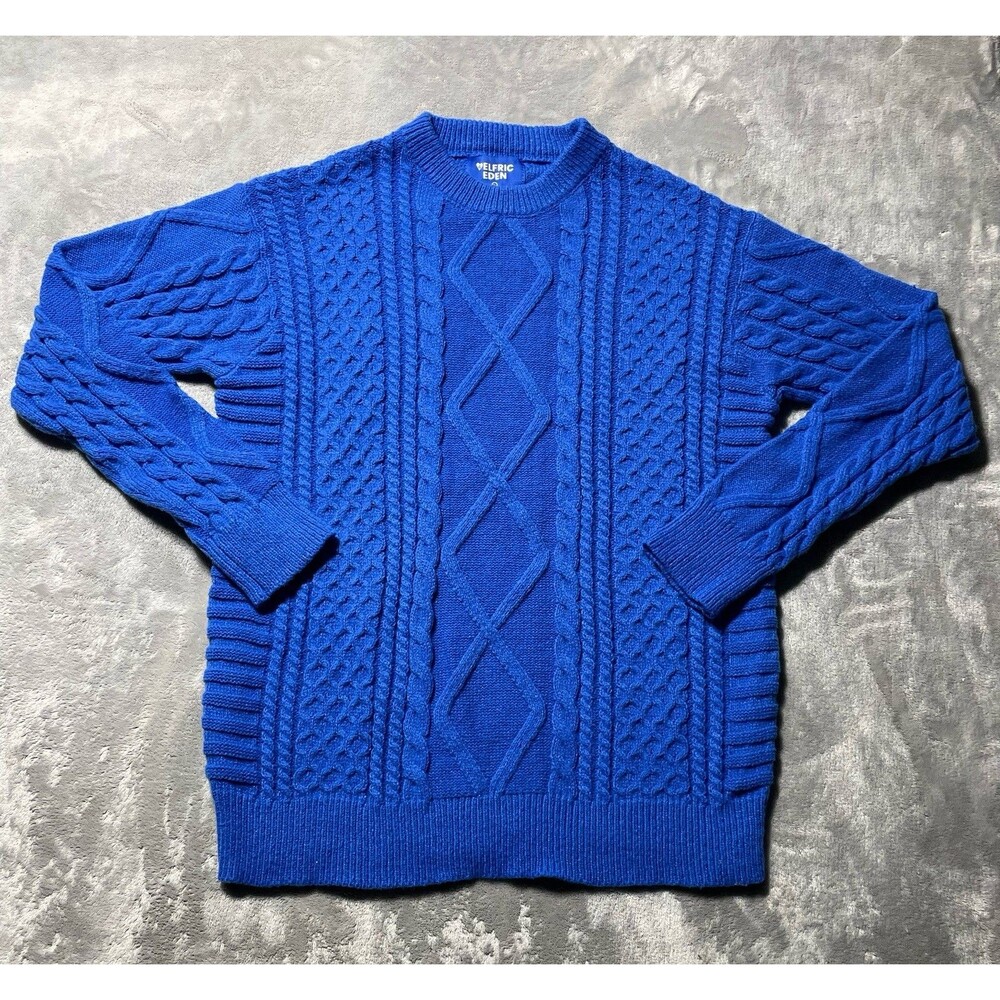 Aelfric Eden Cable Knit Sweater Women’s Large Blue Oversized Old Money Fall
